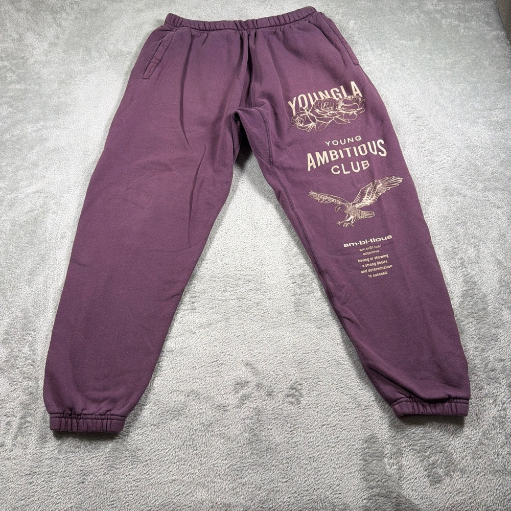 YoungLA Immortal Joggers Mens Large Purple Graphic Sweatpants Gym 233
